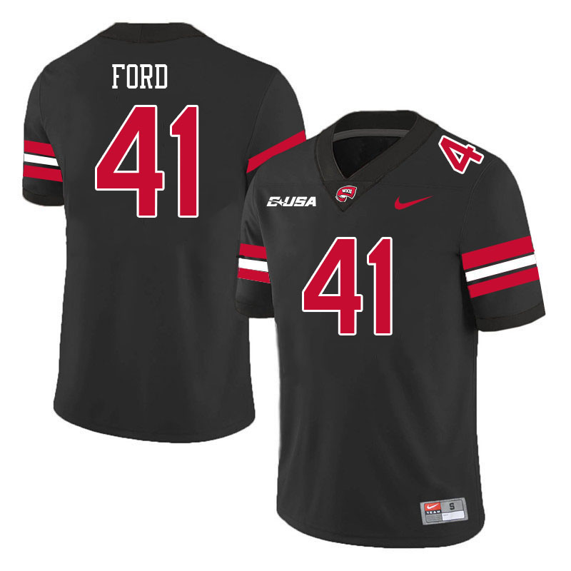 Western Kentucky Hilltoppers #41 Alex Ford College Football Jerseys Stitched Sale-Black